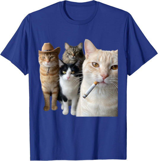 Smoking Cat Squad Funny Cat Art for Cat Lovers T-Shirt - T-Shirt | Royal