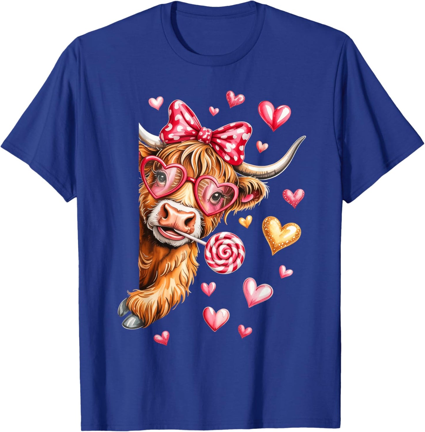 Valentine Highland Cow, Valentine Coquette T-Shirt - T-Shirt | Royal