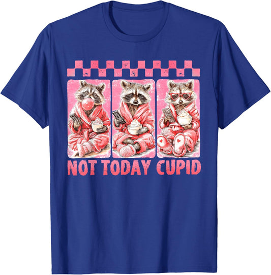 Not Groovy Today Cupid Valentine Racoon Anti Valentine's Day T-Shirt - T-Shirt | Royal