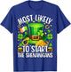 Most Likely to Start The Shenanigans Patricks Day Men Women T-Shirt - T-Shirt | Royal