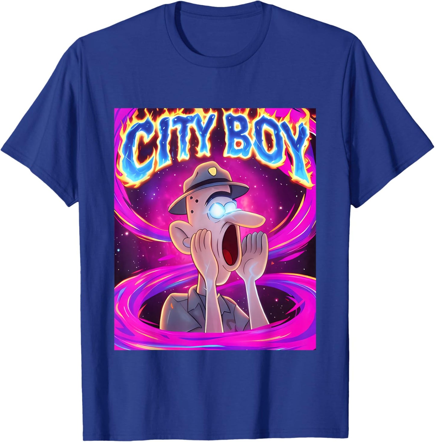 City Boy Brainrot Meme Reaction Loud Funny Cartoon T-Shirt - T-Shirt | Royal
