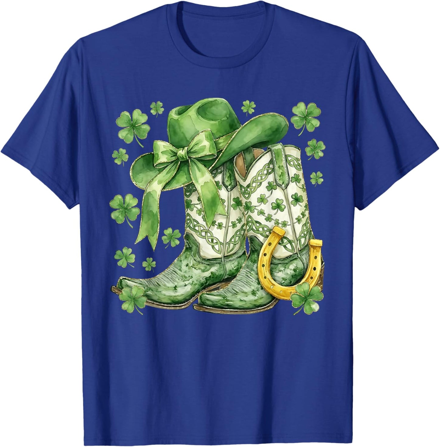 Lucky Irish Girl Howdy Western Cowgirl Boots St Patricks Day T-Shirt - T-Shirt | Royal