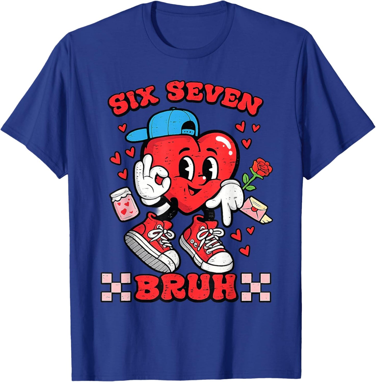 Six Seven Bruh Heart 67 Valentines Day Boys T-Shirt - T-Shirt | Royal