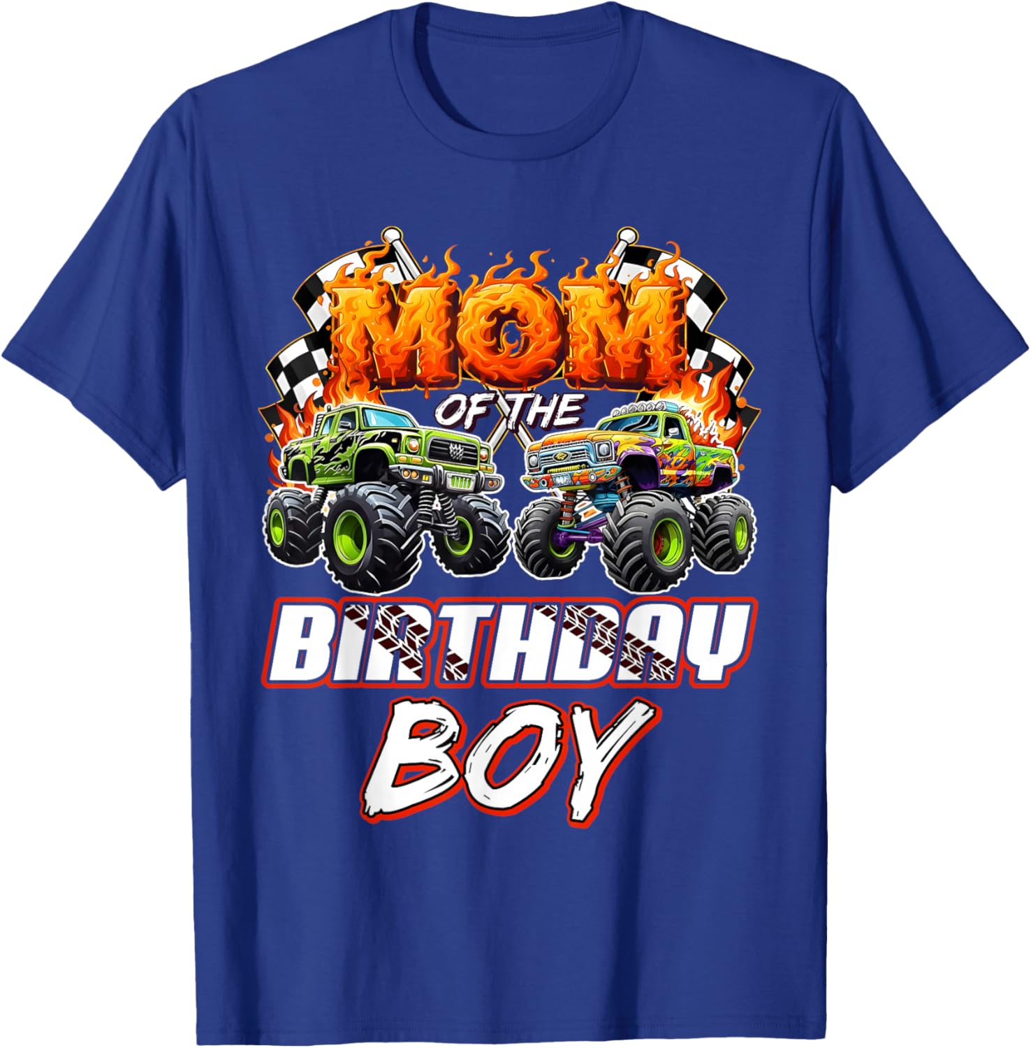 Mom of The Birthday boy Monster Truck Birthday Decoration T-Shirt - T-Shirt | Royal