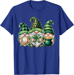 Gnomes Crew St Patricks Day Shamrock Leopard Women Men Kids T-Shirt - T-Shirt | Royal