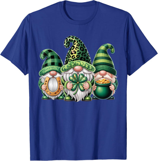 Gnomes Crew St Patricks Day Shamrock Leopard Women Men Kids T-Shirt - T-Shirt | Royal