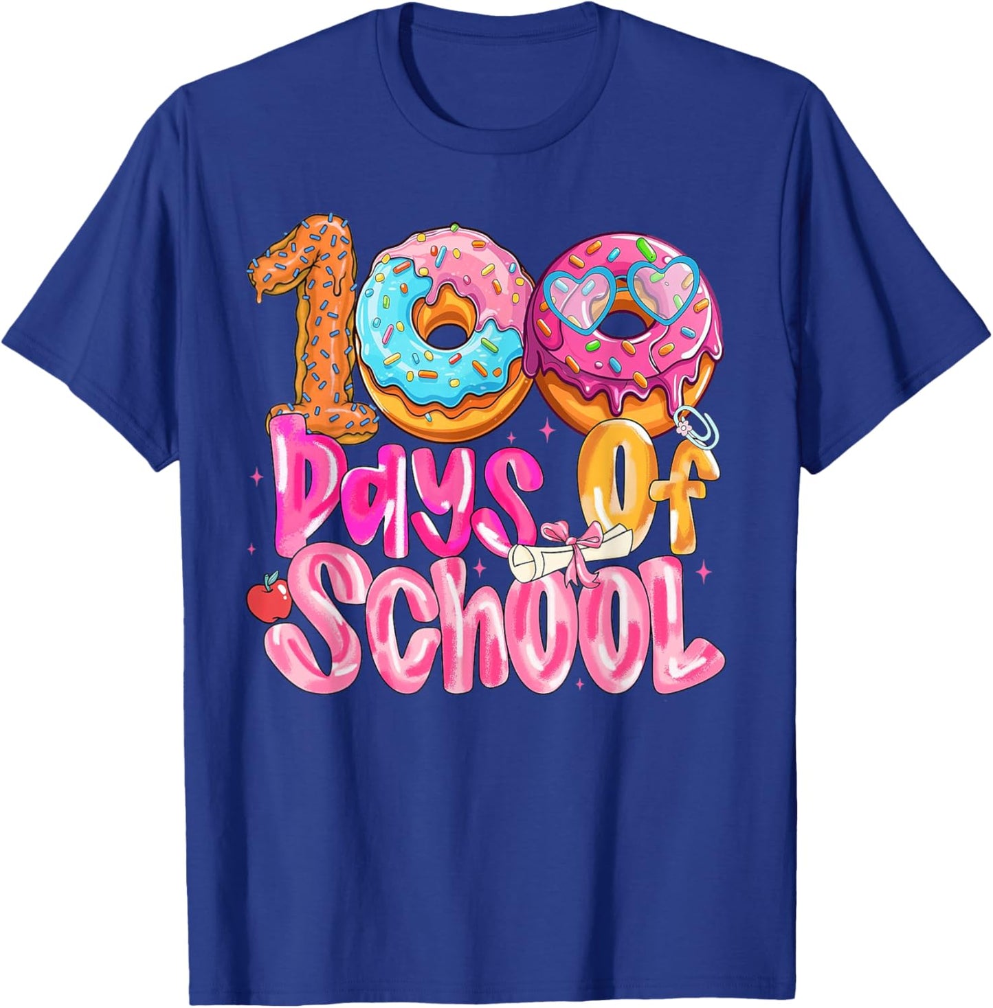 100th Day of School Girl Donut T-Shirt - T-Shirt | Royal