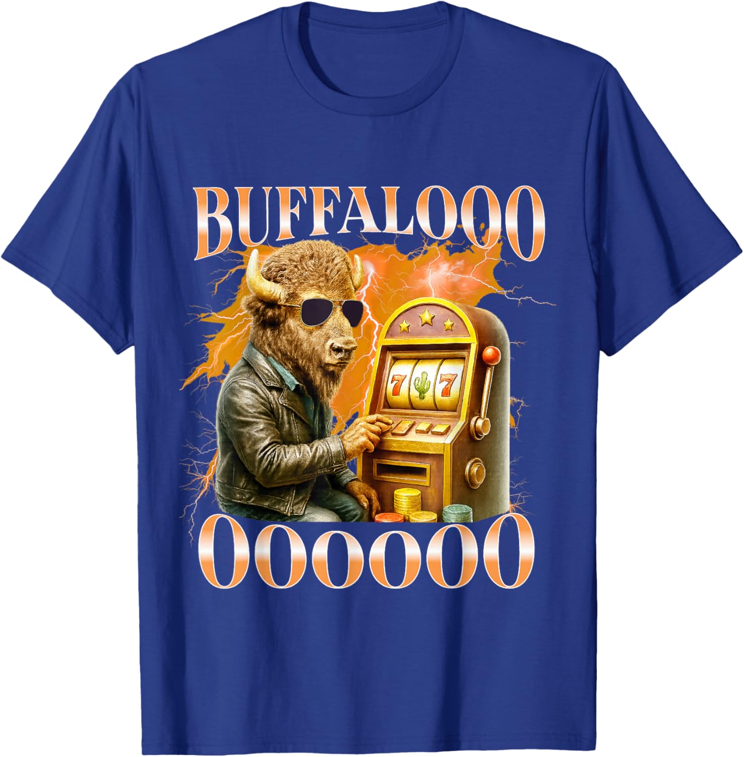 Buffalo Bison Casino Slot Machine Funny Gambling Bootleg T-Shirt - T-Shirt | Royal