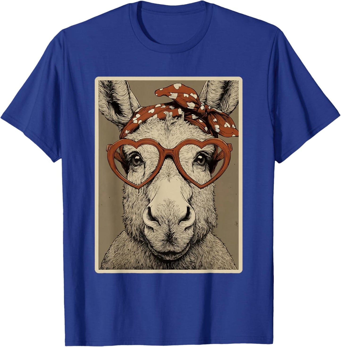 Valentines Moose in Hearts Glasses Romantic Animal Coquette T-Shirt - T-Shirt | Royal