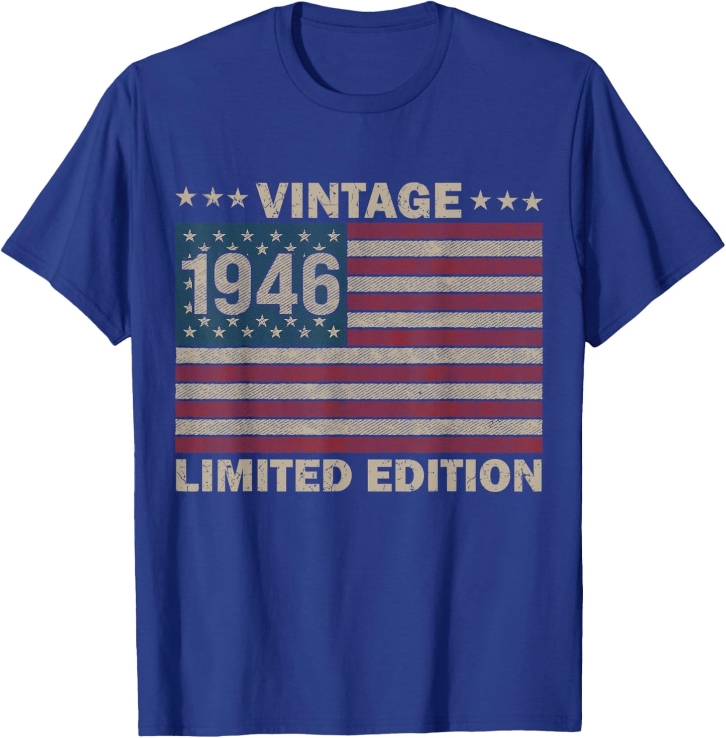 US Flag 80 Birthday American USA Men 80yr 1946 80th Birthday T-Shirt - T-Shirt | Royal