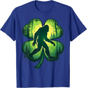 St Patricks Day Bigfoot Sasquatch Shamrock Men Women Kids T-Shirt - T-Shirt | Royal