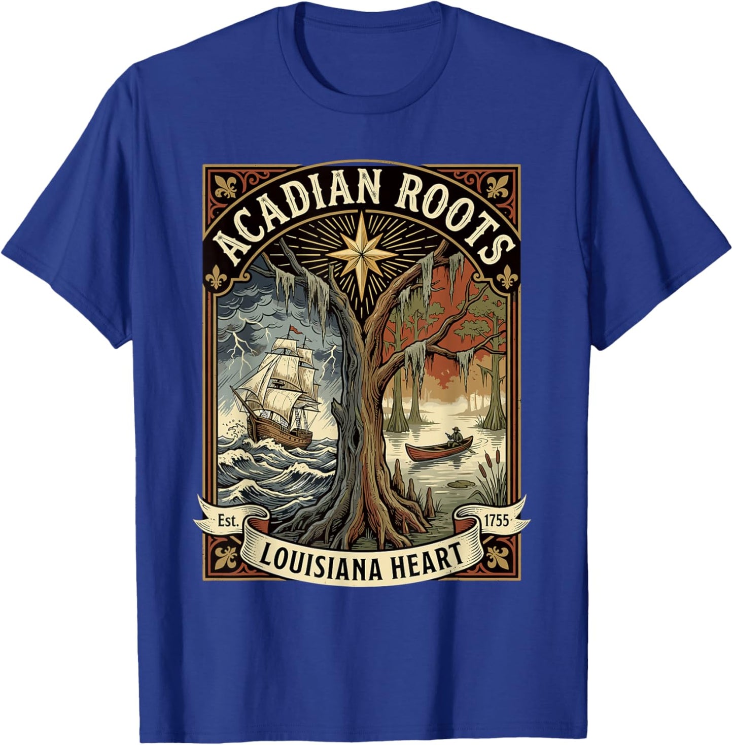 Acadian Roots Louisiana Heart T-Shirt - T-Shirt | Royal
