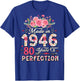 (ON Back) 80 Birthday Decorations Women 80th Birthday Floral T-Shirt - T-Shirt | Royal