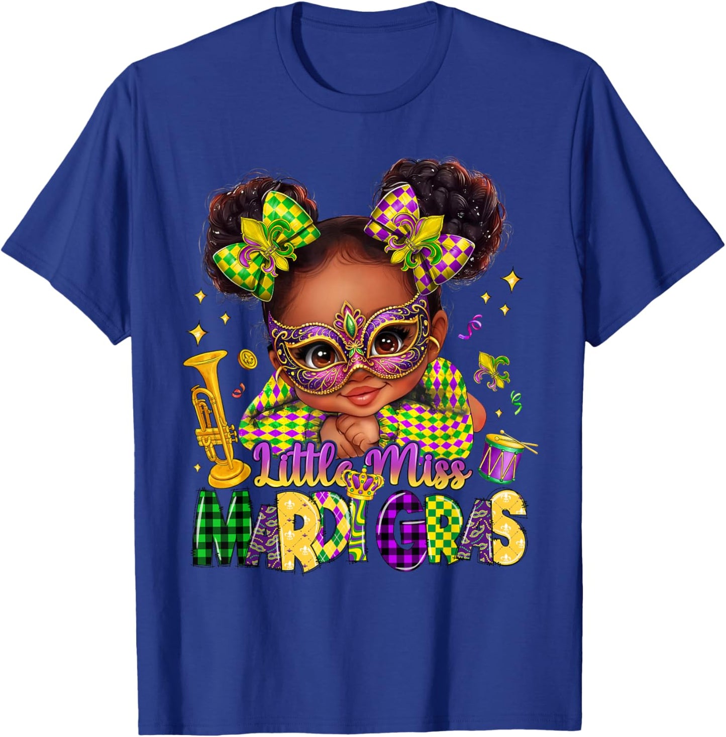 Little Miss Mardi Gras Black Girl New Orleans Fleur De Lis T-Shirt - T-Shirt | Royal