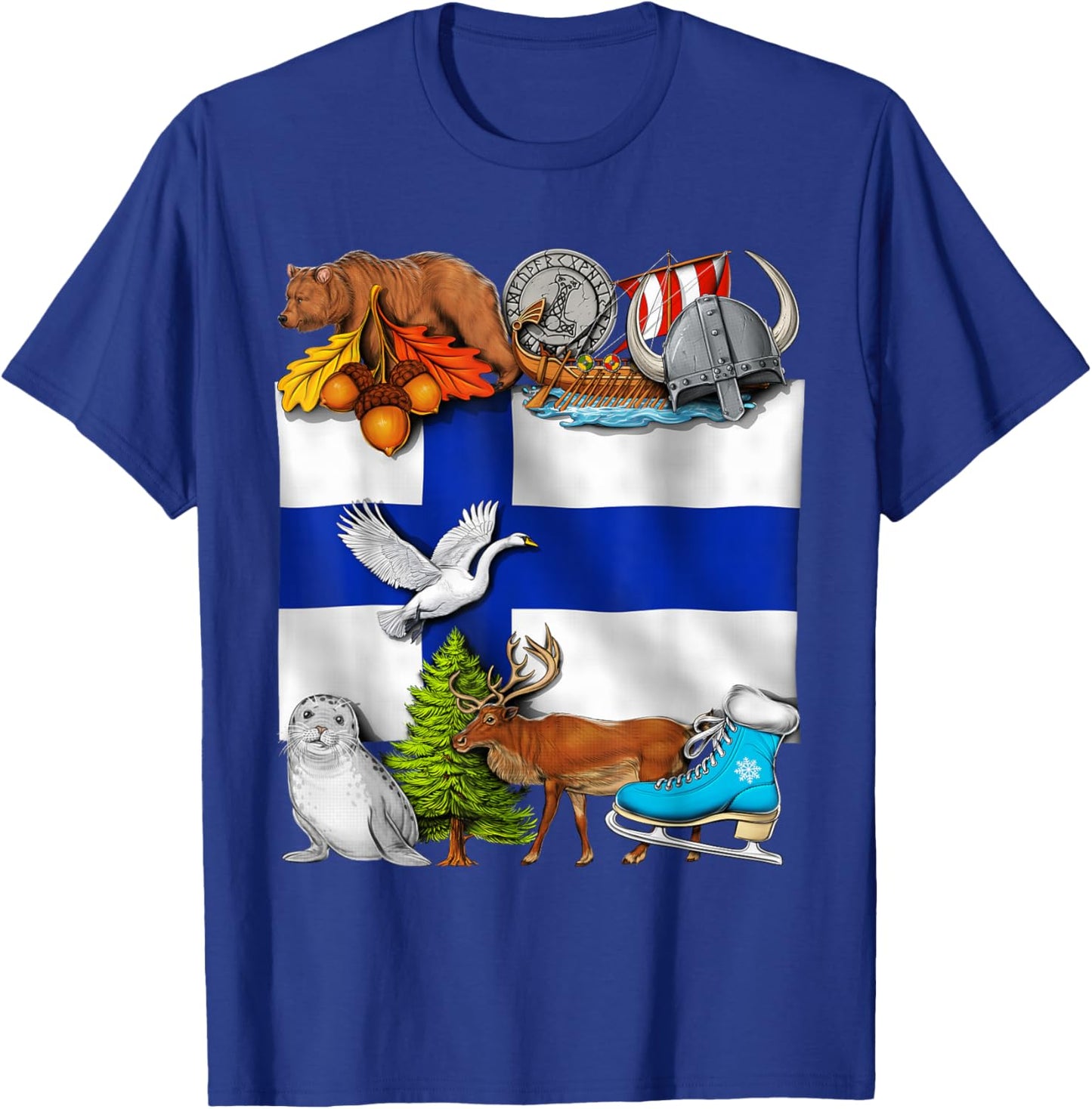Finland Flag Finnish Roots Finnish Heritage Proud Finnish T-Shirt - T-Shirt | Royal