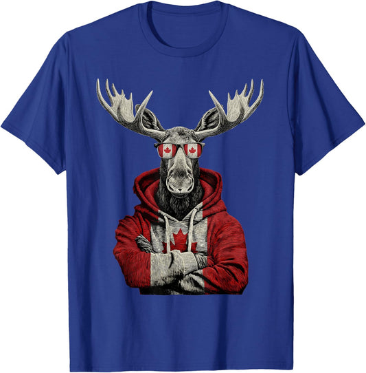Canada Moose Canadian Pride Canada Maple Leaf Canada Flag T-Shirt - T-Shirt | Royal