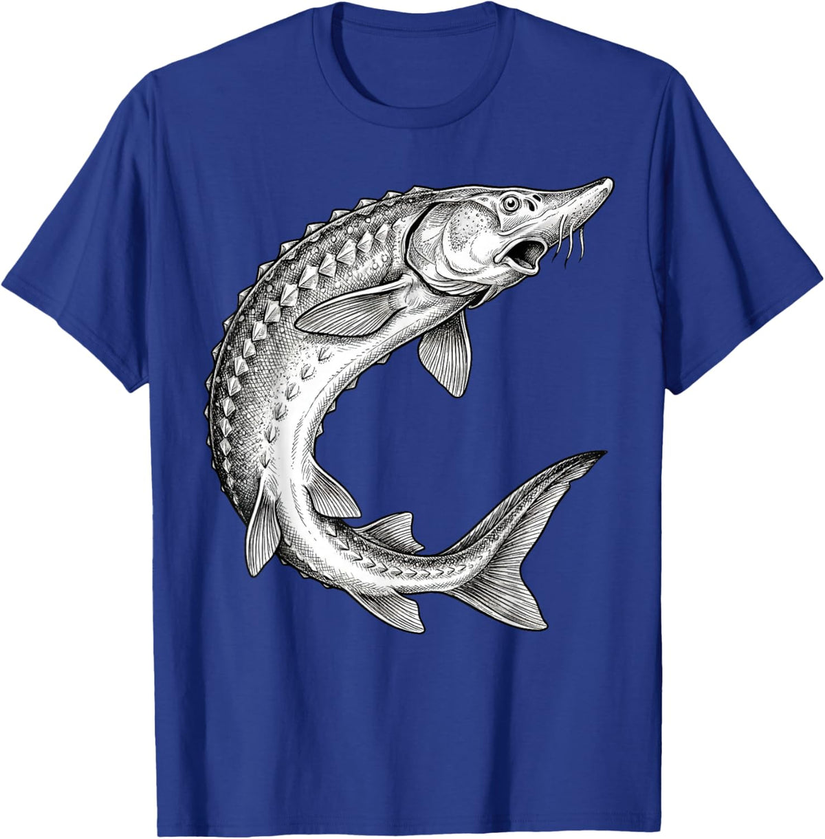 Vintage Sturgeon Fish Fishing Fisherman Angler T-Shirt - T-Shirt | Royal