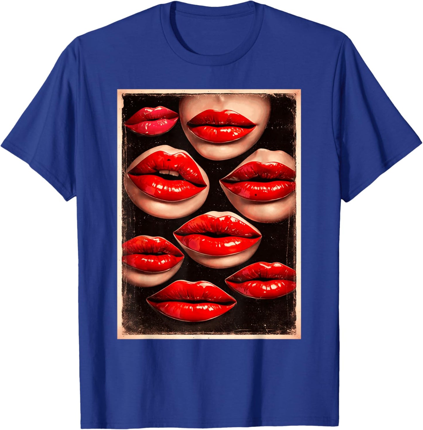 Kissing Red Lipstick Lips Happy Valentines Women Girls T-Shirt - T-Shirt | Royal