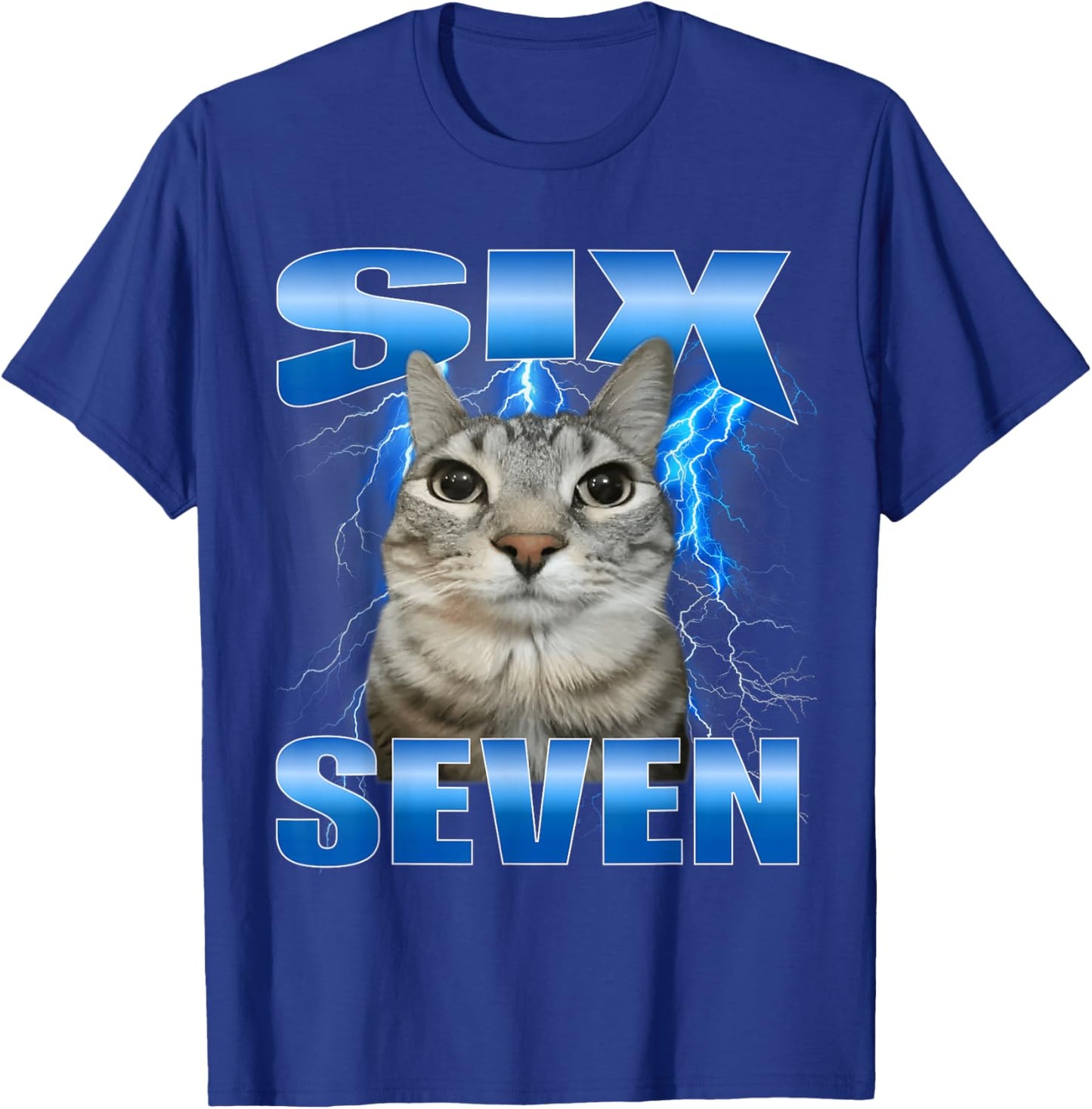 Six Seven Cat Bootleg T-Shirt - T-Shirt | Royal