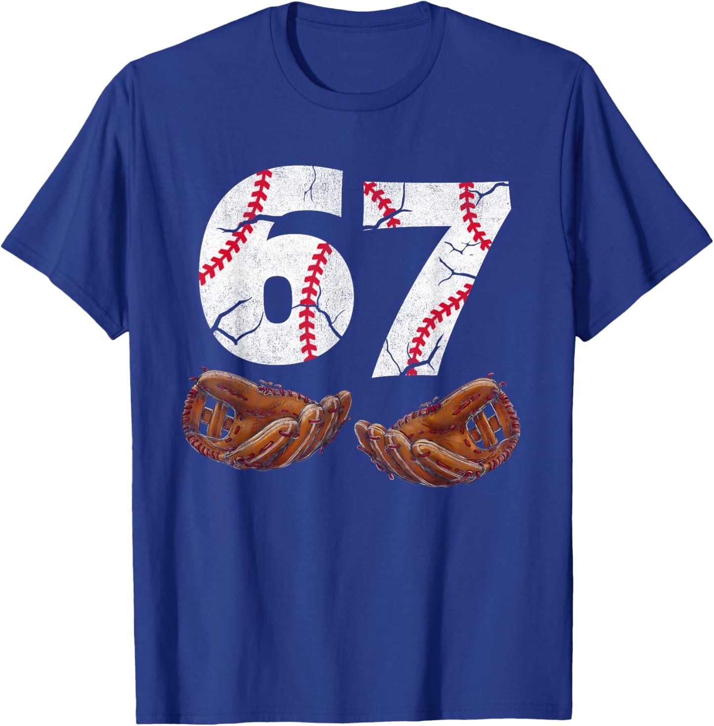67 Trend Baseball Six Seven Number for Boys Men T-Shirt - T-Shirt | Royal