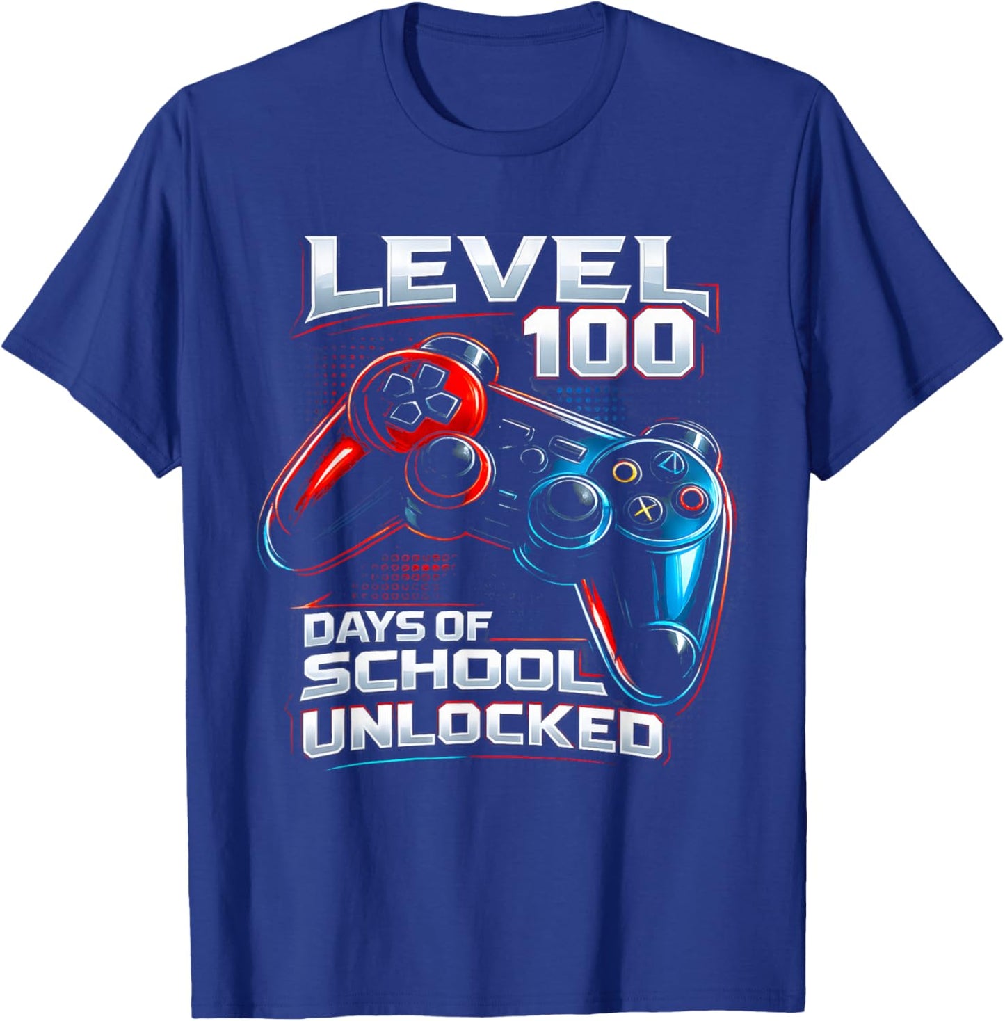 Level 100 Days of School Unlocked Gamer Video Games Boys T-Shirt - T-Shirt | Royal