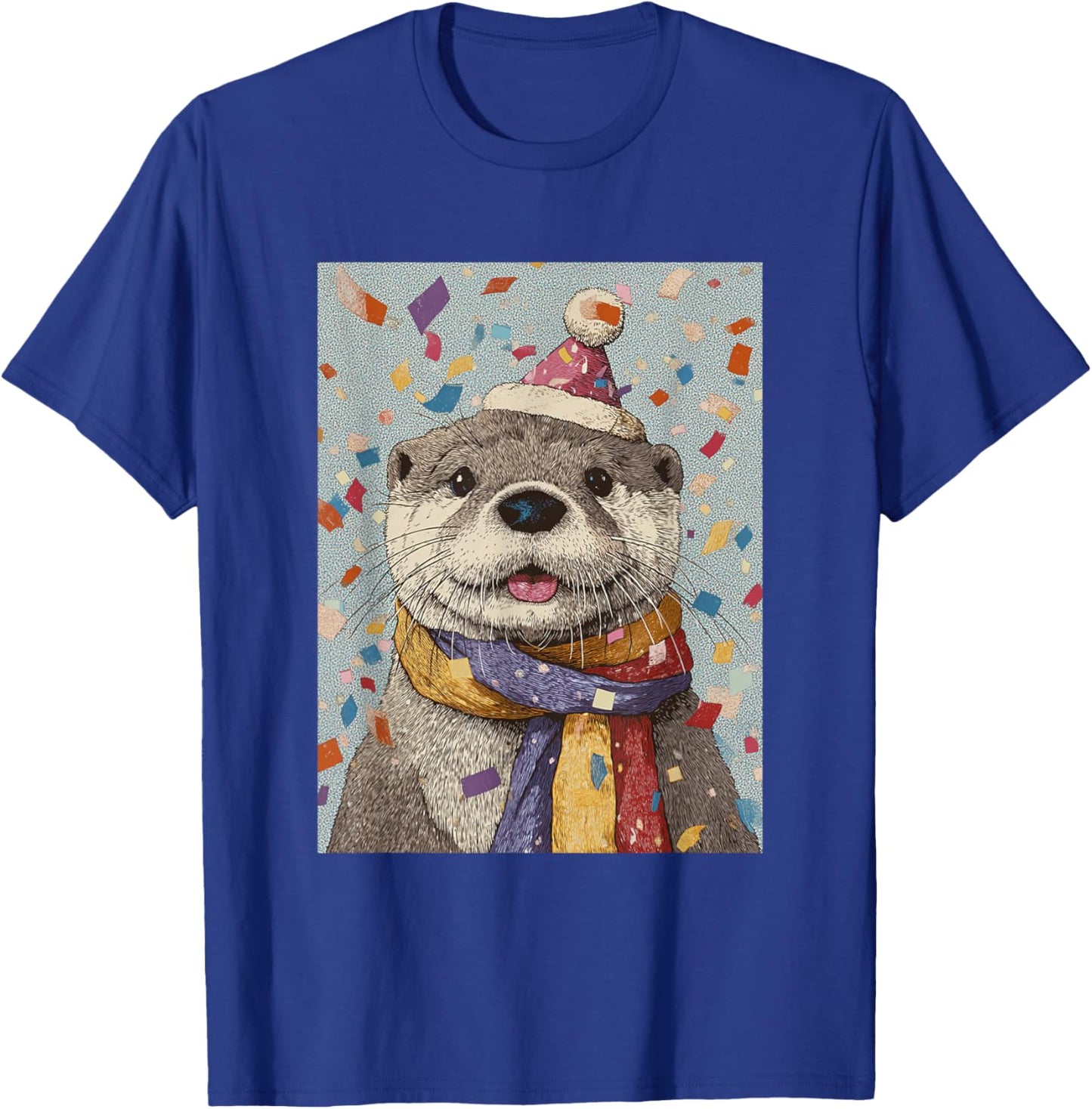 Otter Birthday Confetti Retro Pop Art T-Shirt - T-Shirt | Royal