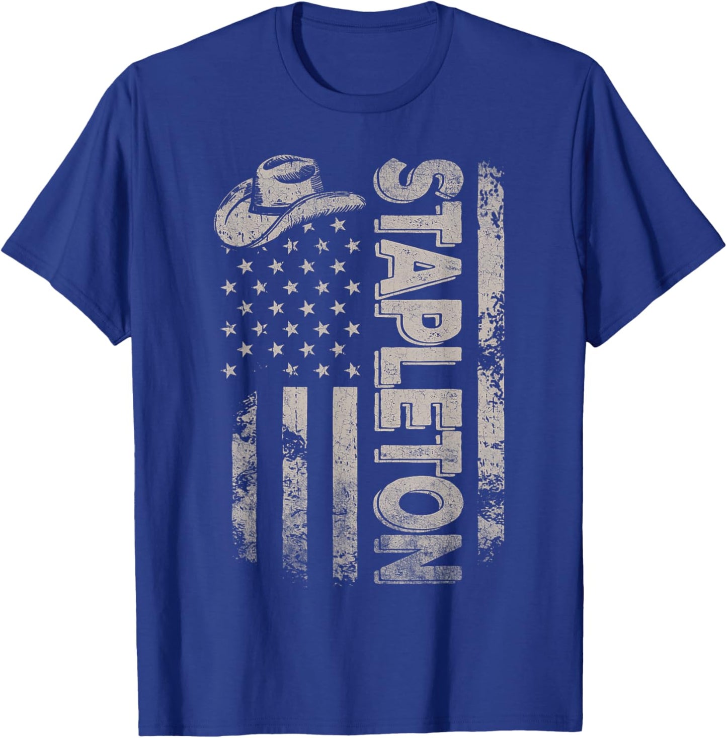 Distressed Stapleton Name Personalized 80s 90s Vintage T-Shirt - T-Shirt | Royal