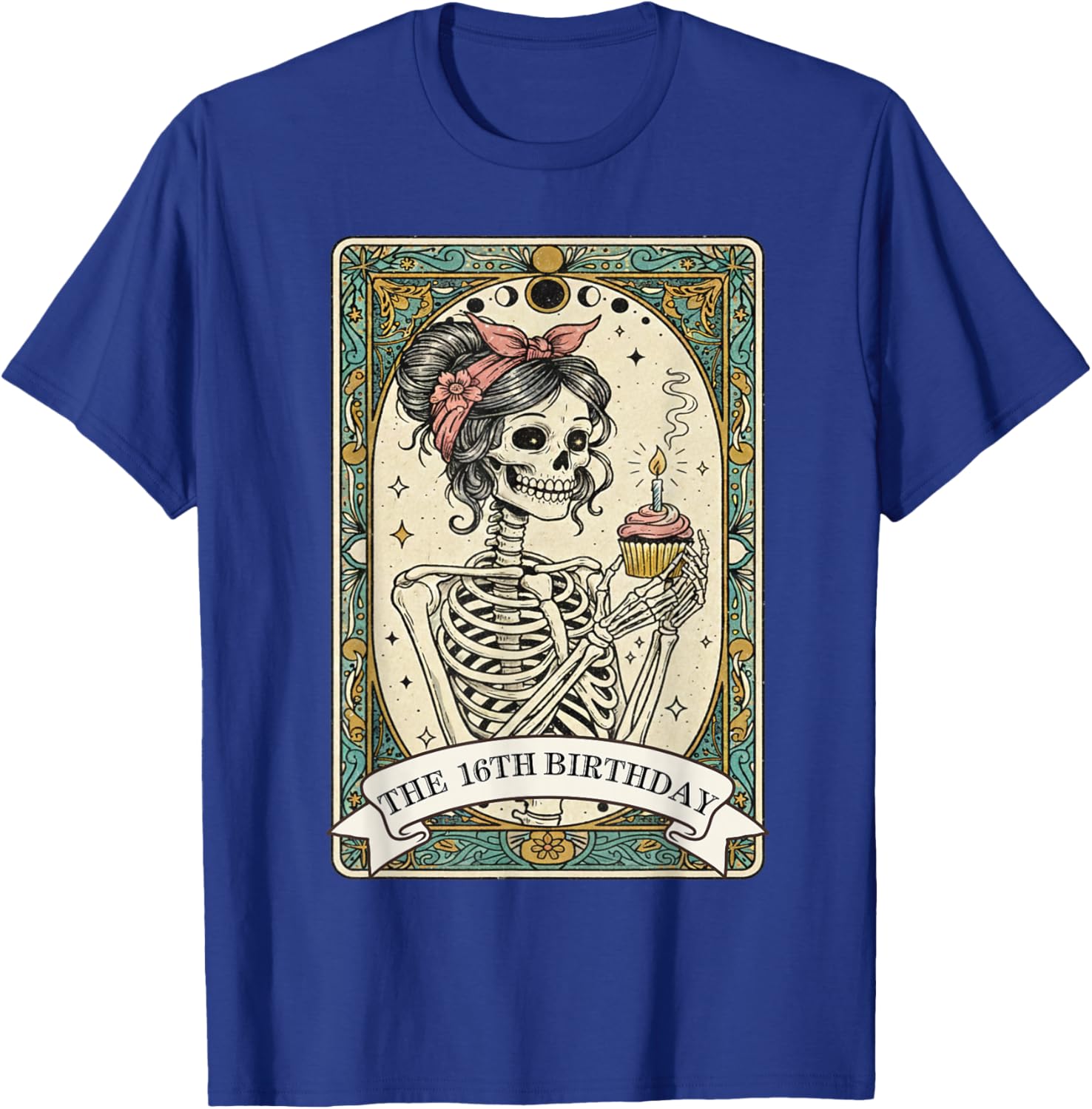 The 16th Birthday Celebration Tarot Card Skeleton Woman T-Shirt - T-Shirt | Royal