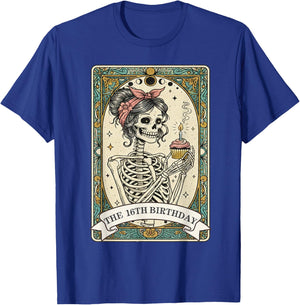 The 16th Birthday Celebration Tarot Card Skeleton Woman T-Shirt - T-Shirt | Royal