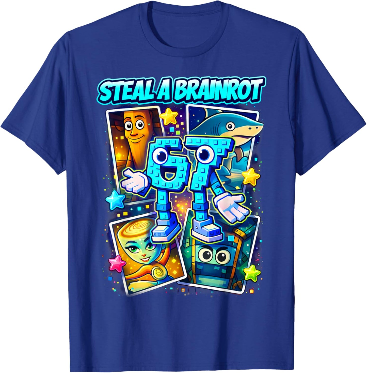 Funny 67 Steal A Brainrot 6 7 Birthday Boy Gift Kid Boys T-Shirt - T-Shirt | Royal