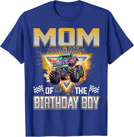 Mom of The Birthday Boy Monster Truck Birthday Family T-Shirt - T-Shirt | Royal