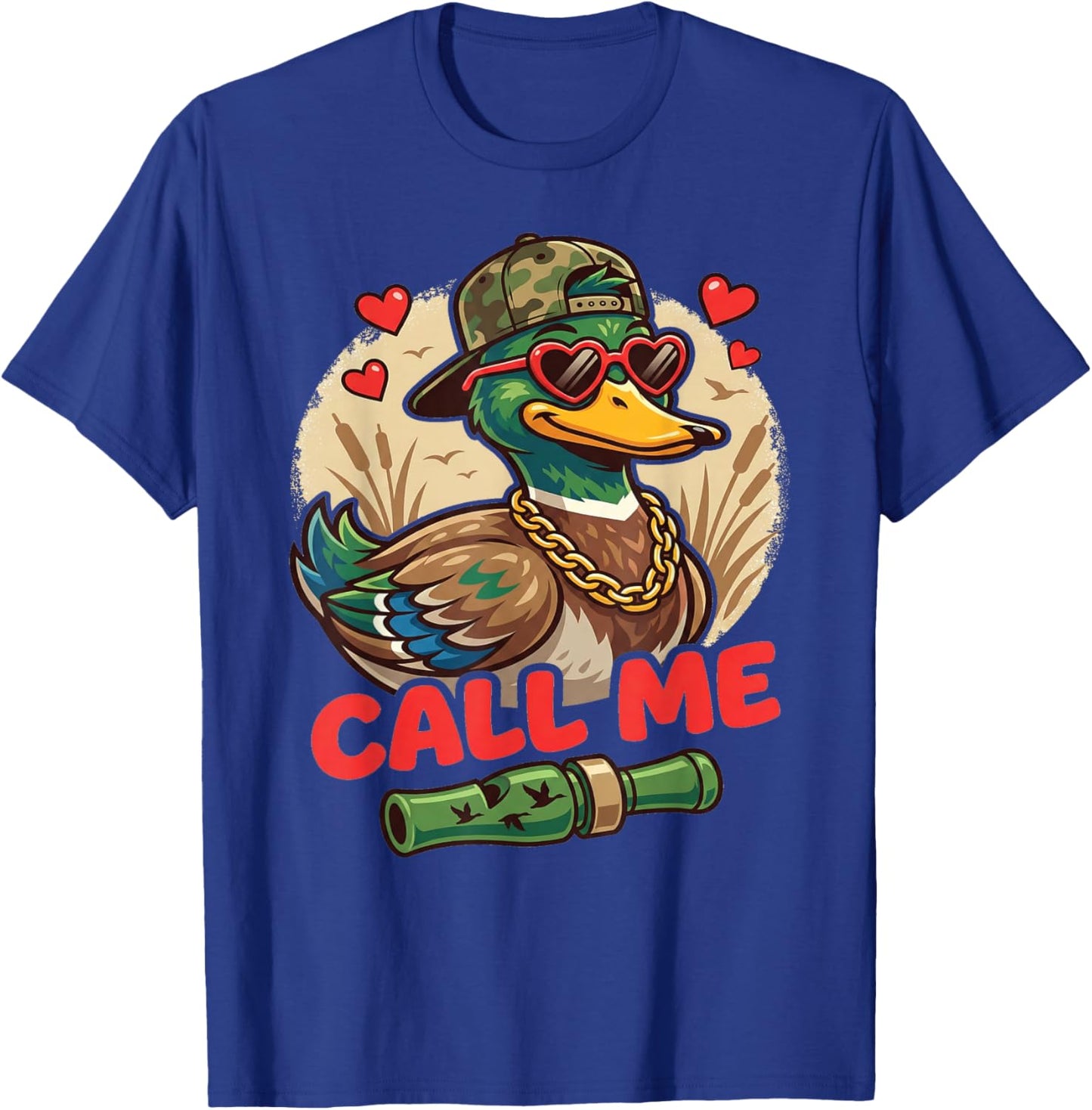 Call Me Duck Hunting Retro Valentine's Day Men Women T-Shirt - T-Shirt | Royal