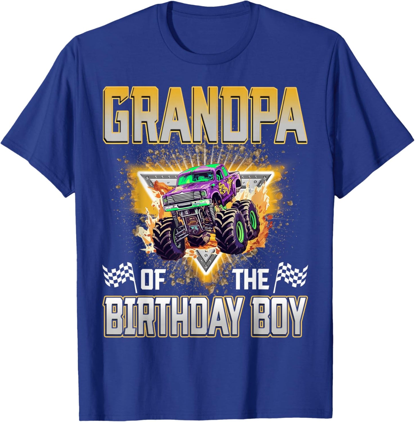 Grandpa of The Birthday Boy Monster Truck Birthday Family T-Shirt - T-Shirt | Royal