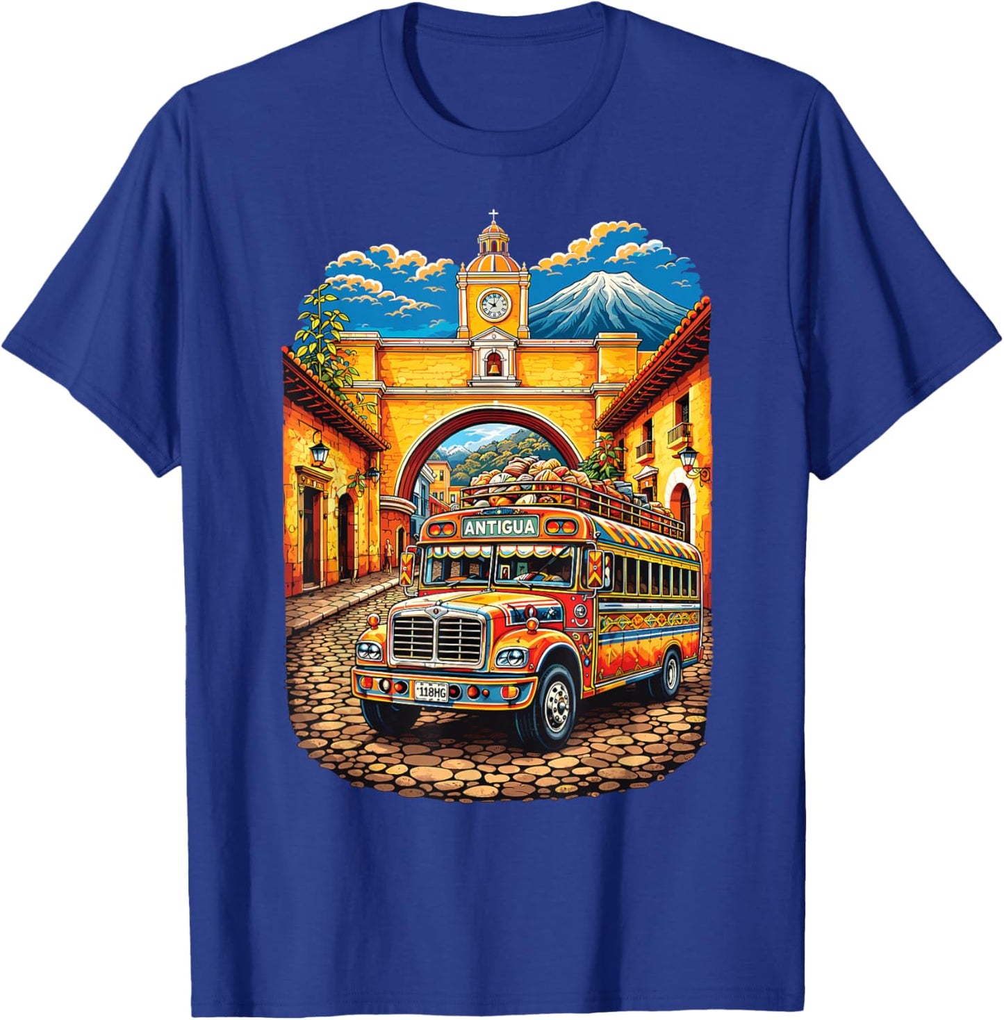 Guatemala Chicken Bus Antigua Chapin Quetzal Guate Tikal 502 T-Shirt - T-Shirt | Royal