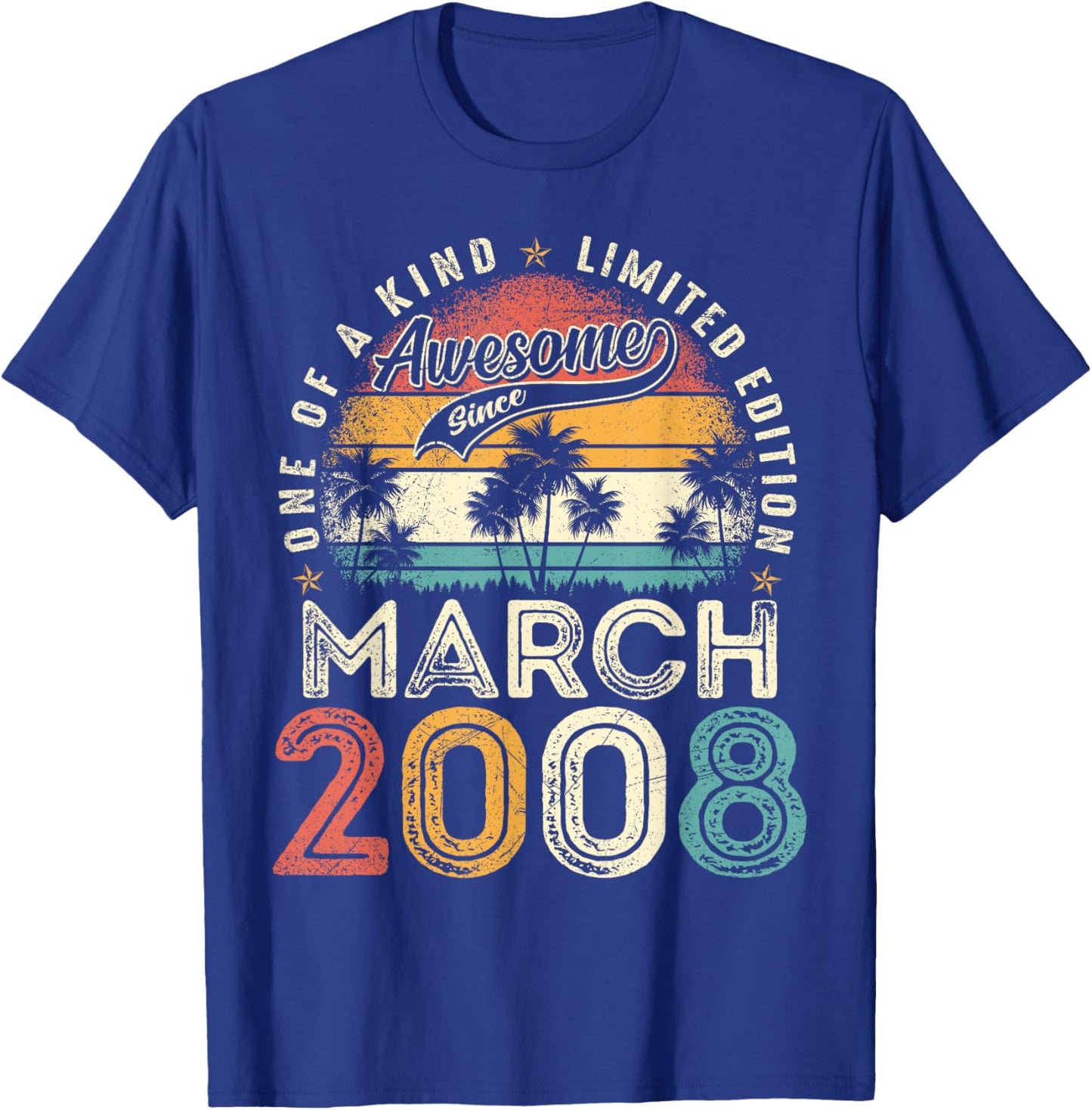 18 Years Old Men Awesome Since March 2008 18th Birthday Boys T-Shirt - T-Shirt | Royal
