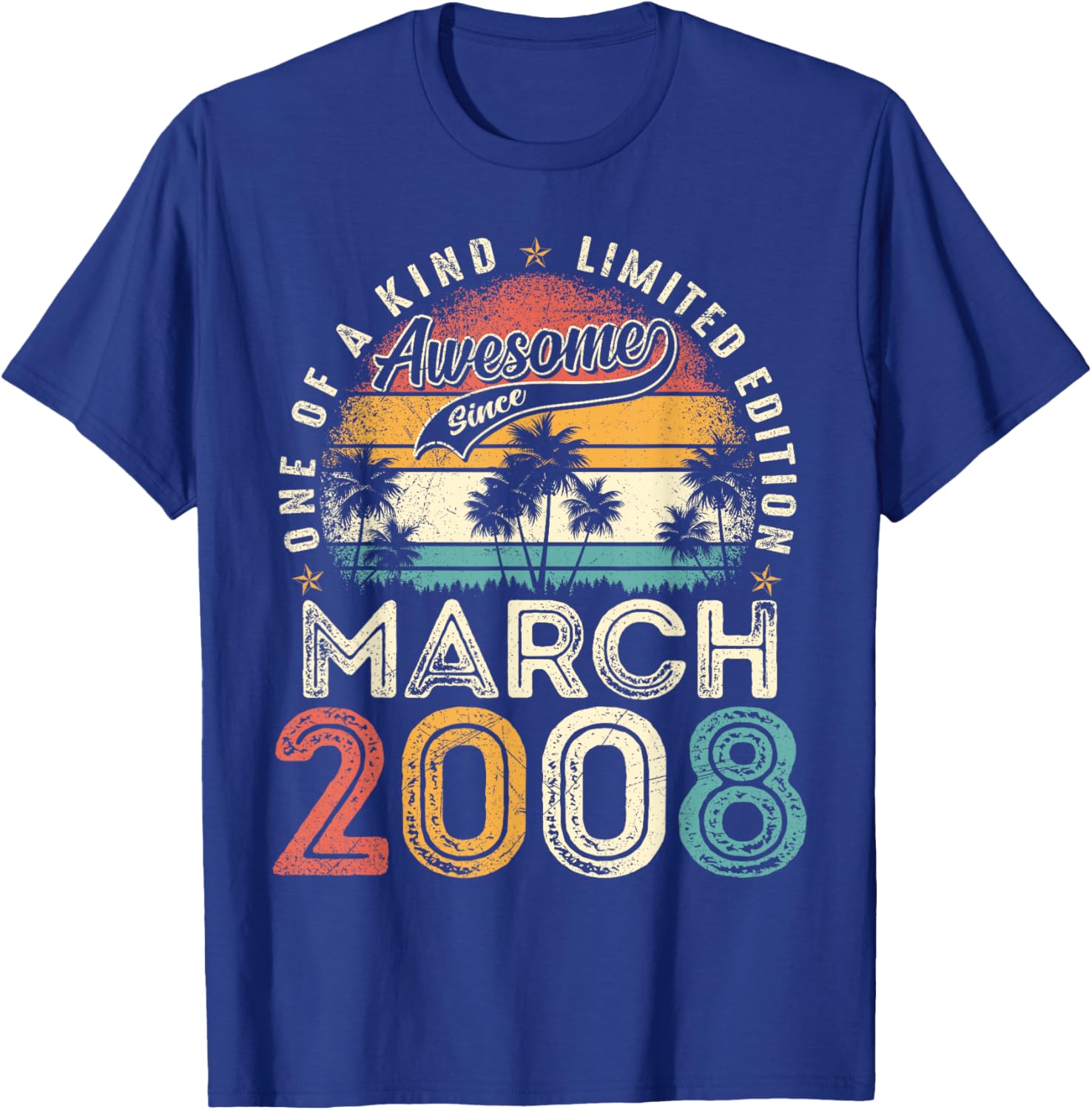 18 Years Old Men Awesome Since March 2008 18th Birthday Boys T-Shirt - T-Shirt | Royal