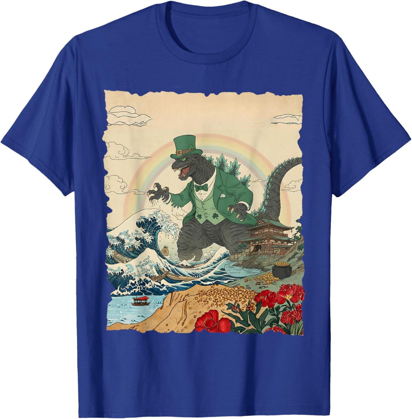 St Patricks Day Kaiju Monster Vintage Japanese Art Kaiju T-Shirt - T-Shirt | Royal