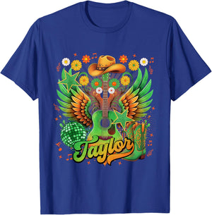 Girl Retro Taylor First Name Personalized Groovy 80's T-Shirt - T-Shirt | Royal