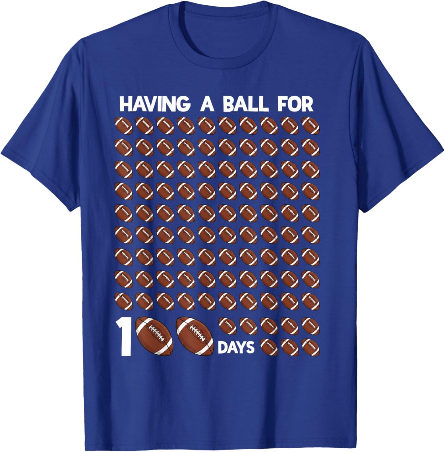 100 Days of School Boys Football 100th Day of School Kids T-Shirt - T-Shirt | Royal