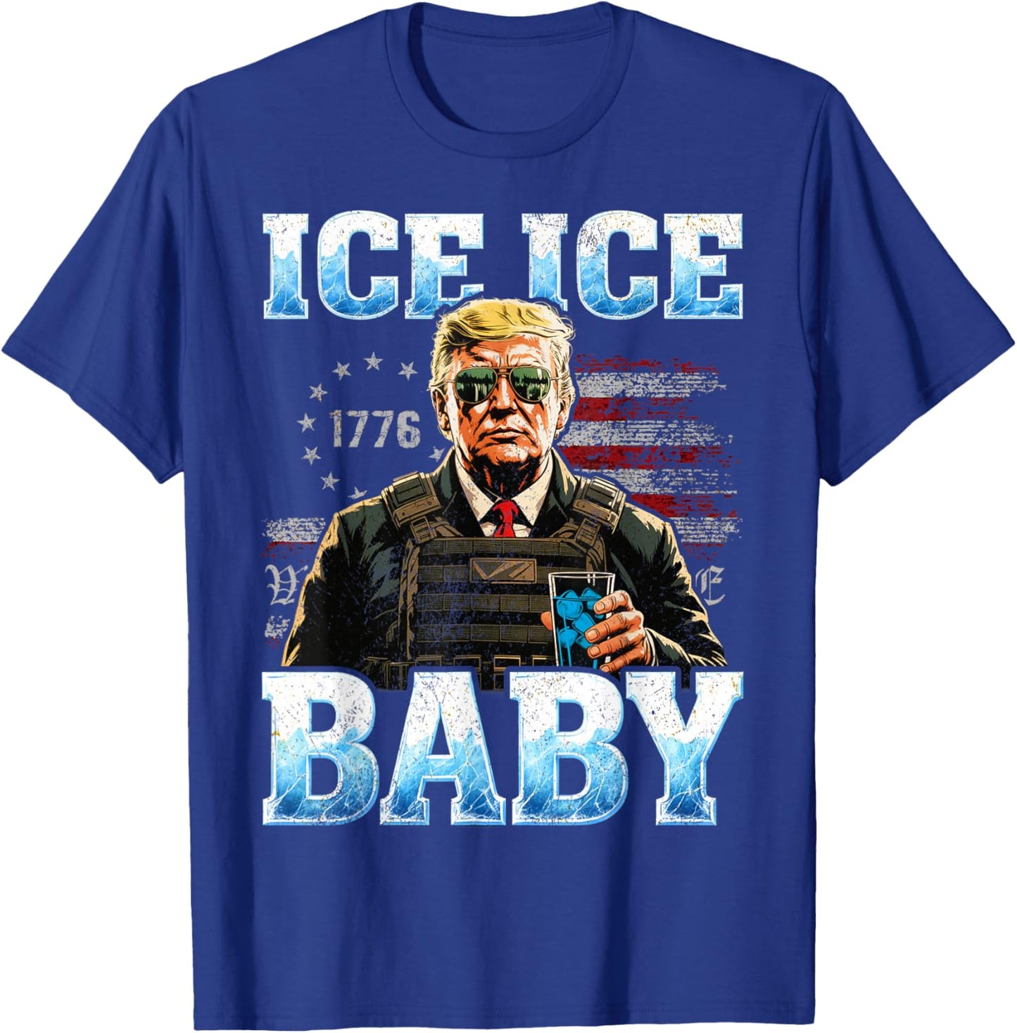 Vintage Ice Baby Funny Trump T-Shirt - T-Shirt | Royal