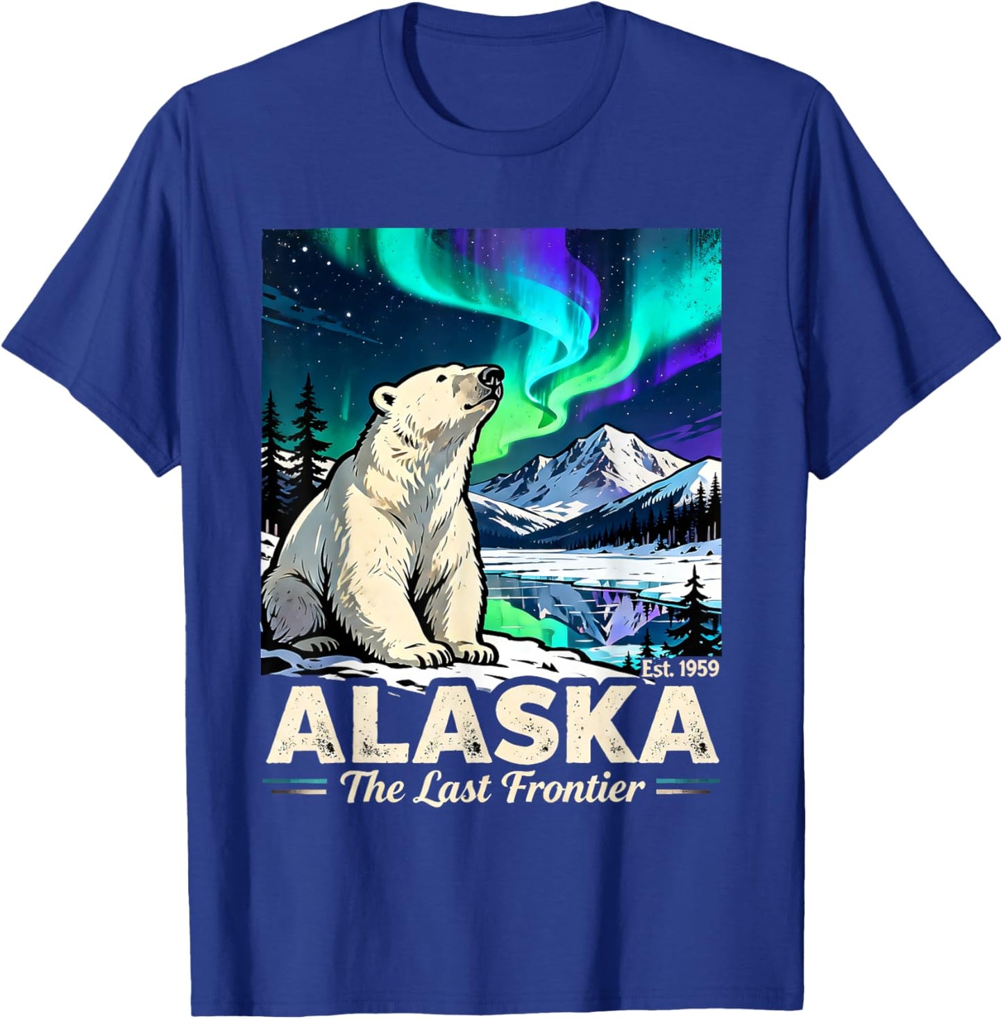 Alaska The Last Frontier Polar Bear Wildlife Quote T-Shirt - T-Shirt | Royal
