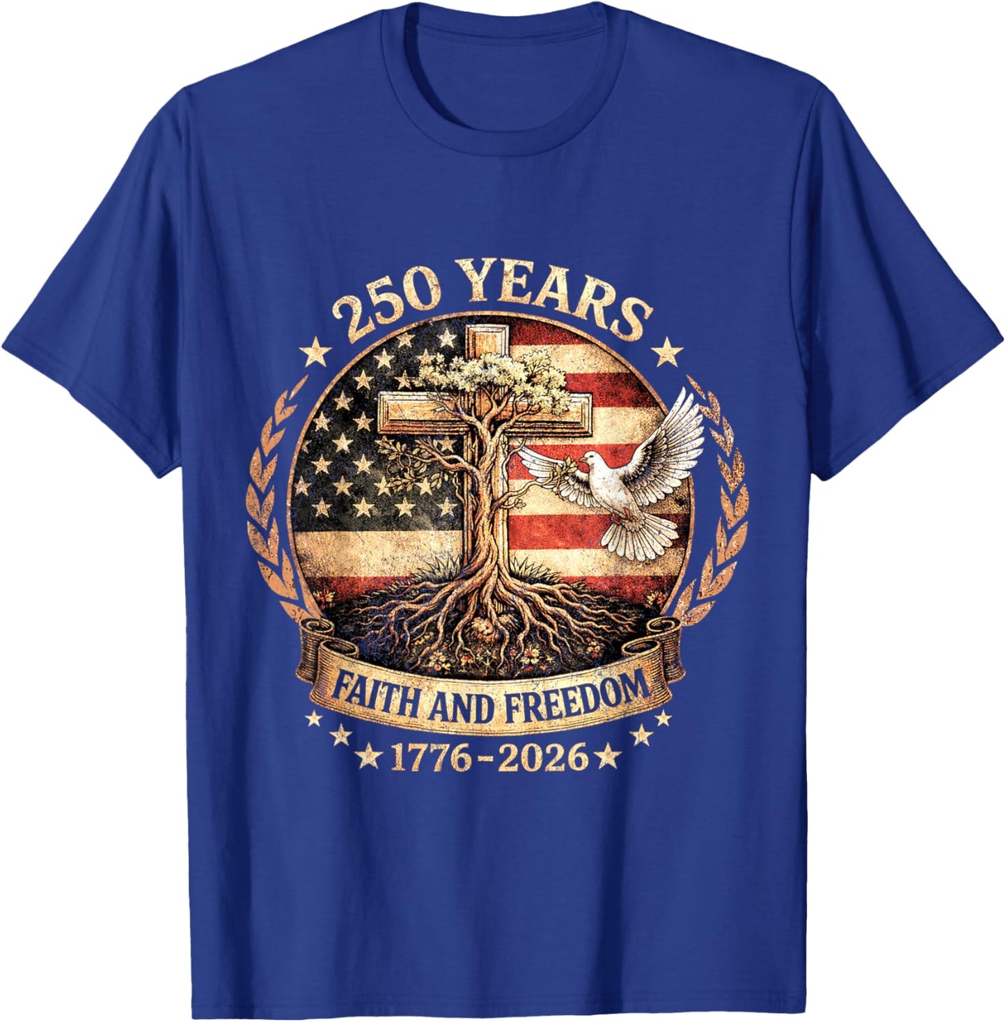 250 Years American 1776 2026 250th USA Birthday 4th of July T-Shirt - T-Shirt | Royal
