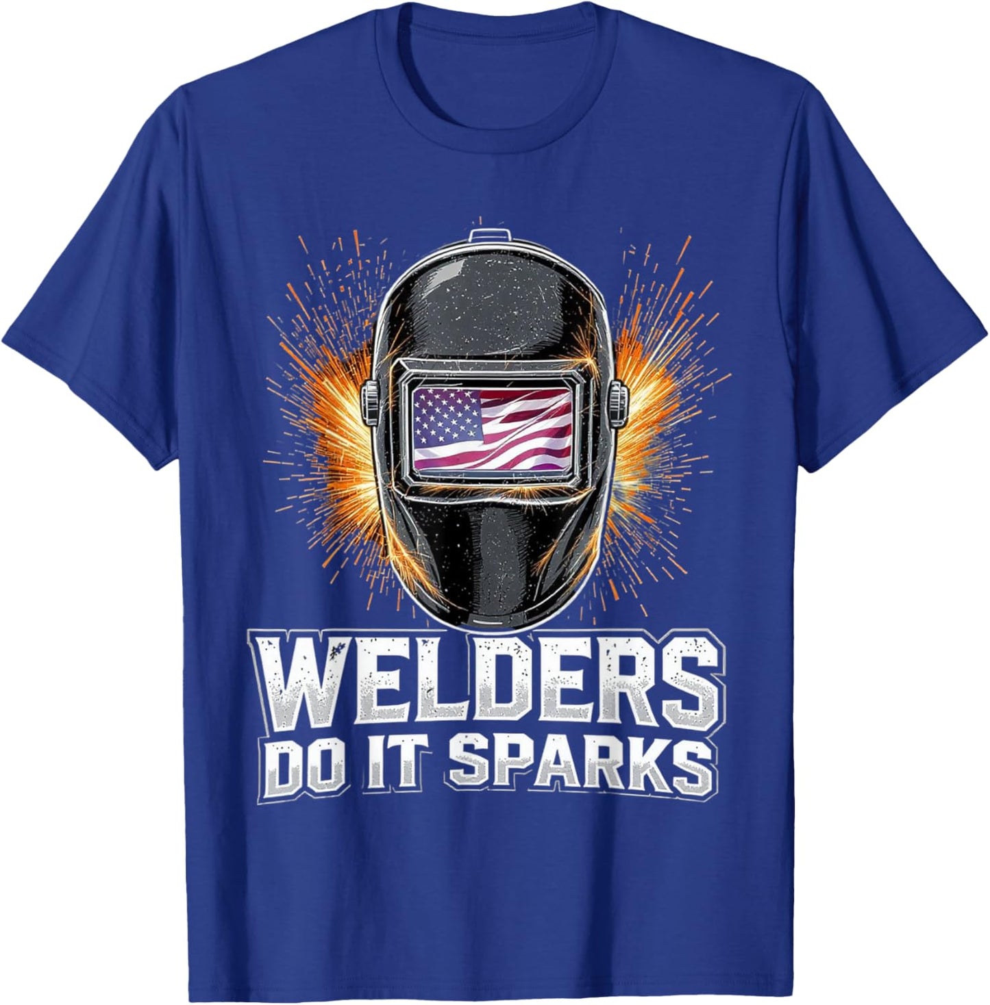 US Flag Welding Helmet Mig Tig Stick Welder Humor T-Shirt - T-Shirt | Royal