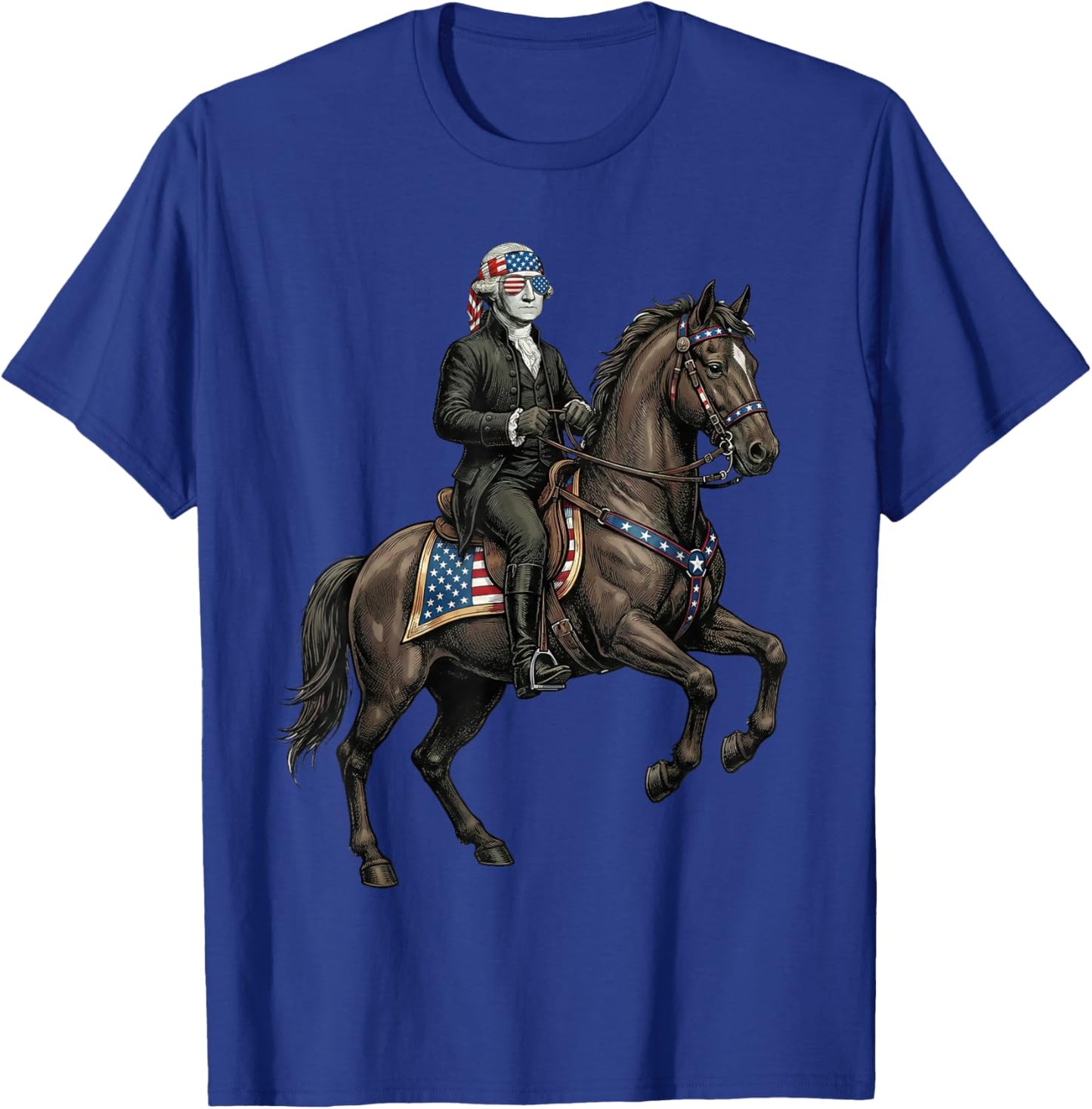 George Washington on Horse Patriotic 4th of July Horse Lover T-Shirt - T-Shirt | Royal