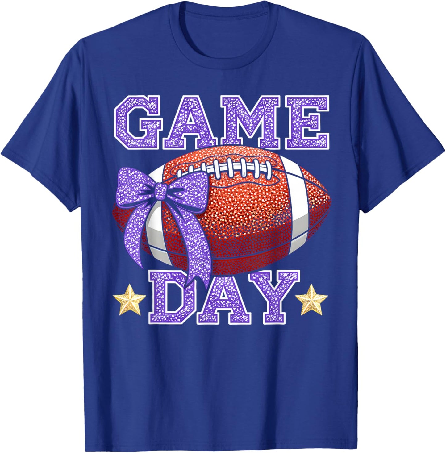 Game Day Football Season Football Mama Mom Purple Gold Vibes T-Shirt - T-Shirt | Royal