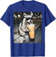 Raccoon Drinking Iced Coffee Funny Animal Meme Men Women T-Shirt - T-Shirt | Royal