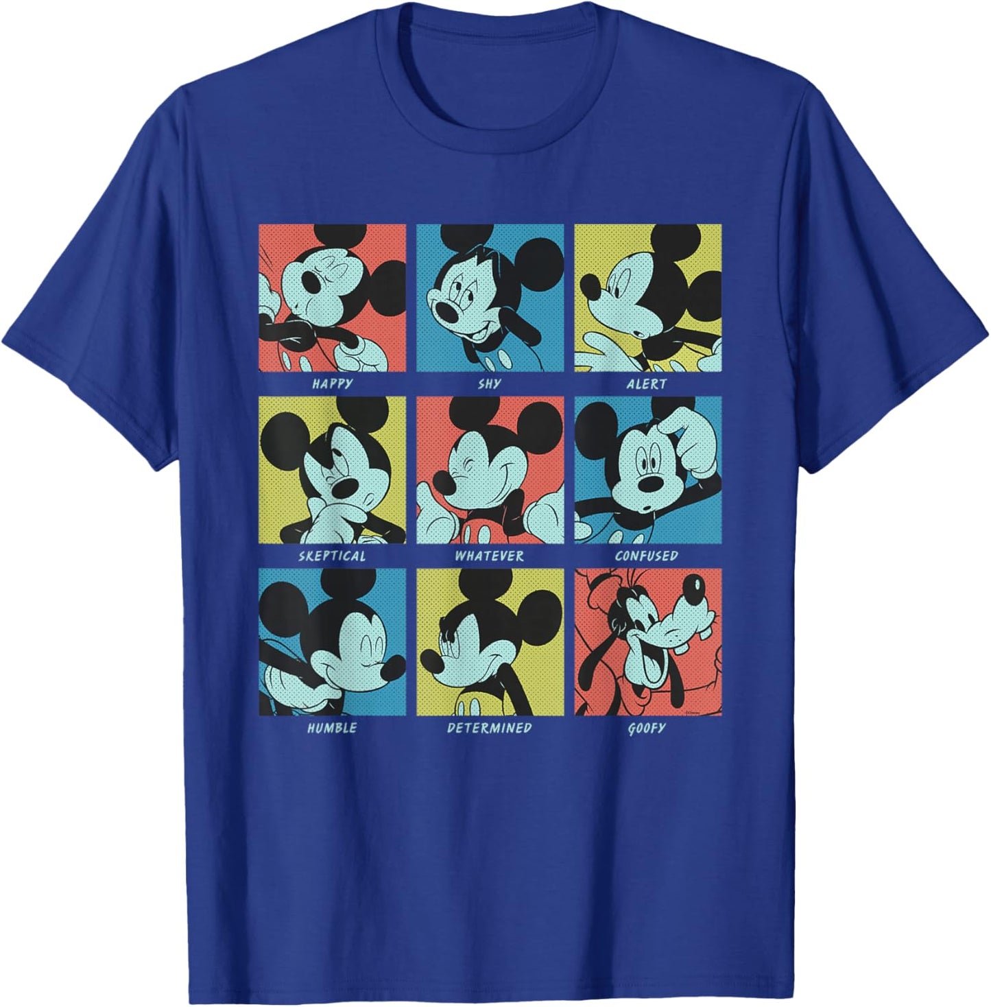 Disney Mickey Mouse and Goofy Current Mood Funny Retro Moods T-Shirt - T-Shirt | Royal