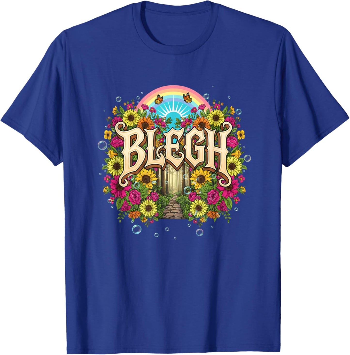 Blegh Floral Gothic Rainbow Sunforest Funny Graphic T-Shirt - T-Shirt | Royal