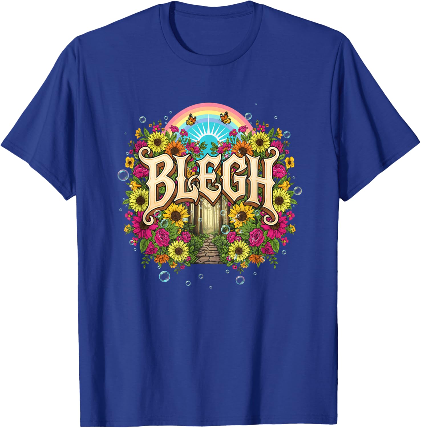 Blegh Floral Gothic Rainbow Sunforest Funny Graphic T-Shirt - T-Shirt | Royal
