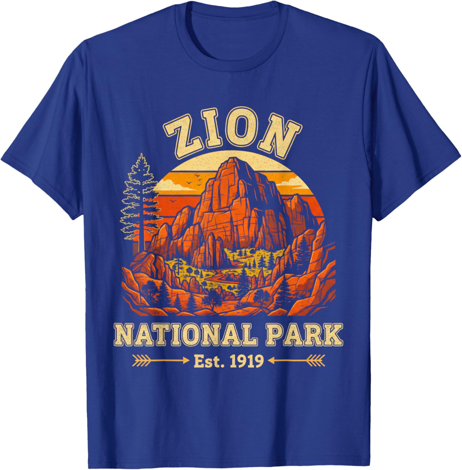 Zion National Park Utah USA Outdoor Vintage Men Women T-Shirt - T-Shirt | Royal